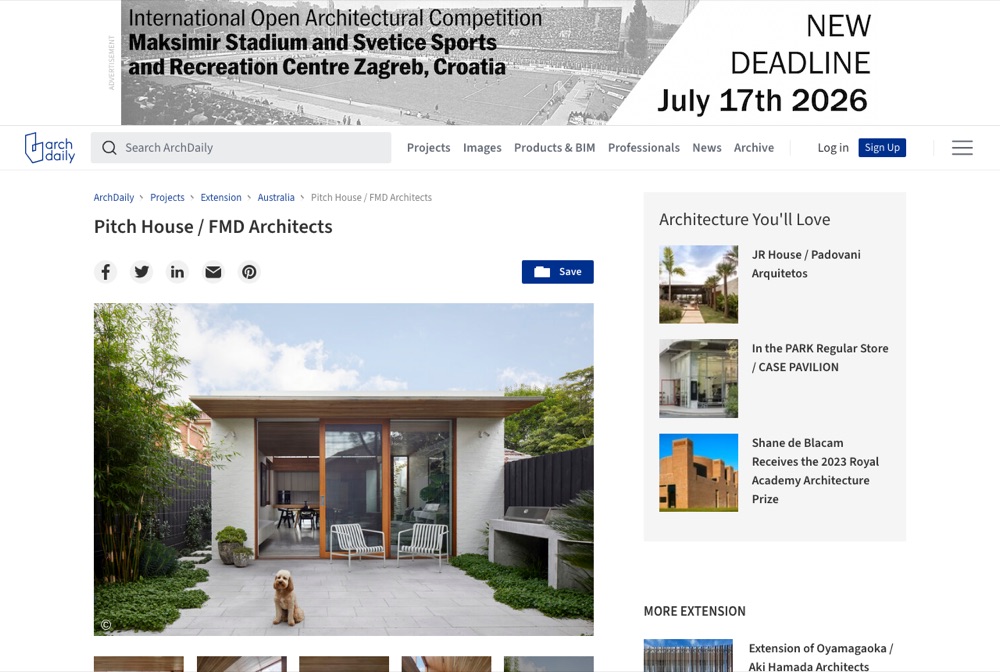 ArchDaily feature on Pitch House